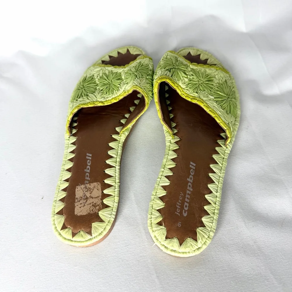 Jeffrey Campbell Lime Green Dane Woven Slides Size 9 - Picture 4 of 8